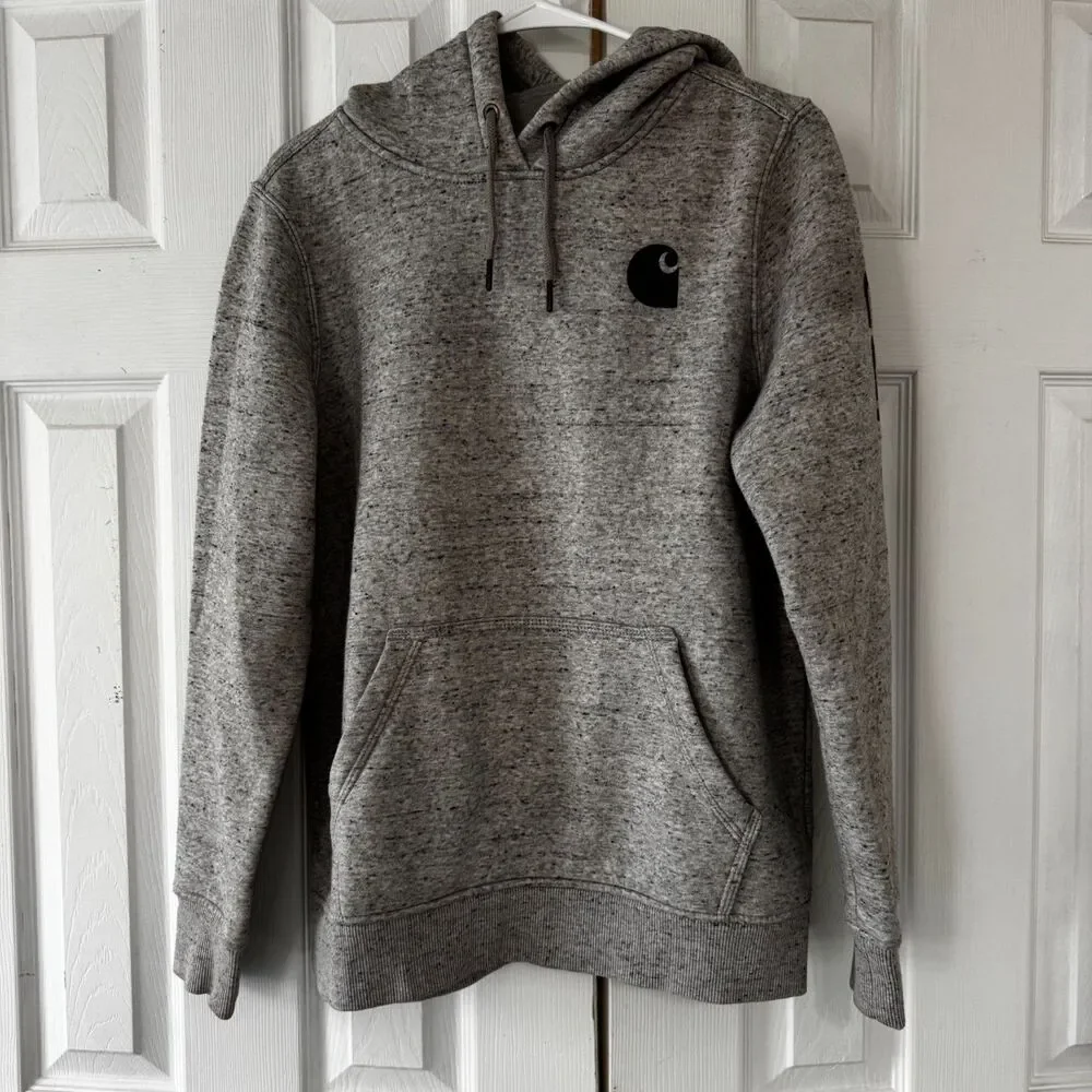 Carhartt Women’s ICONIC CLARKSBURG LOGO SWEATSHIRT Sz M Asphalt Heather